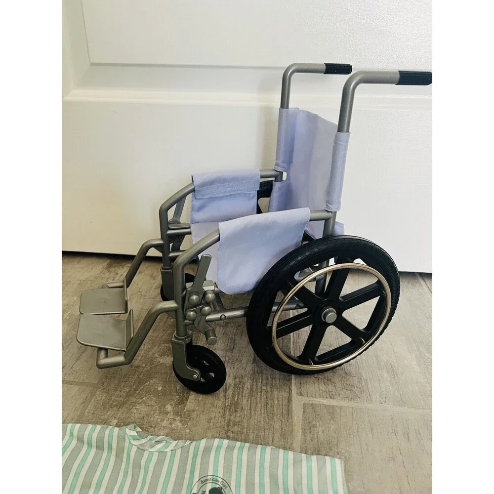 Retired RARE American Girl Doll 18” Wheel Chair Wheelchair Purple Hospital Gown